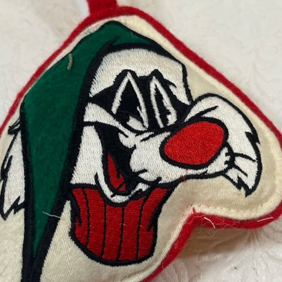 VTG Sylvester Looney Tunes Warner Brothers 1993 Plush Fabric Christmas Ornament - Picture 2 of 7
